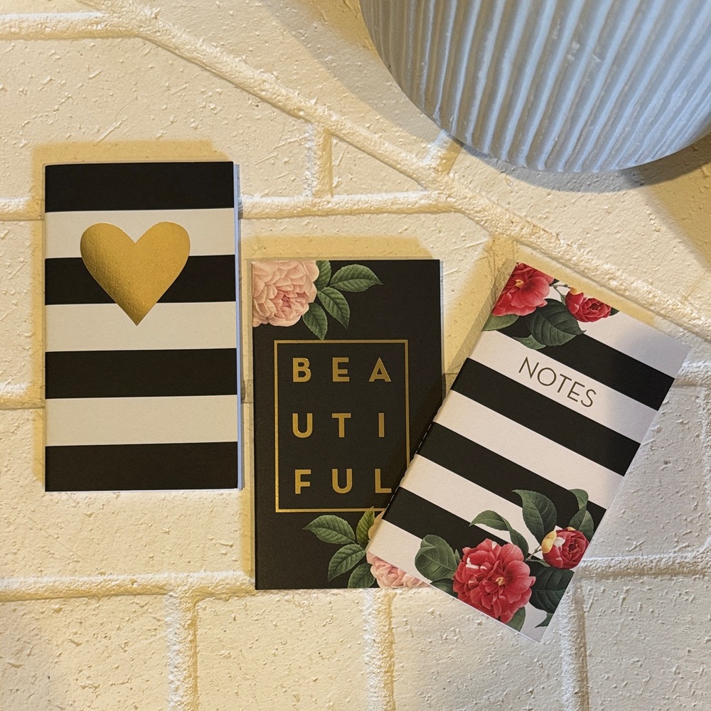 Elegant Striped and Floral Notebooks Set